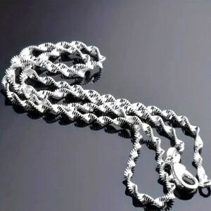 1pc Double Layer Water Wave Chain Necklace, Sterling Silver Plated Necklace
